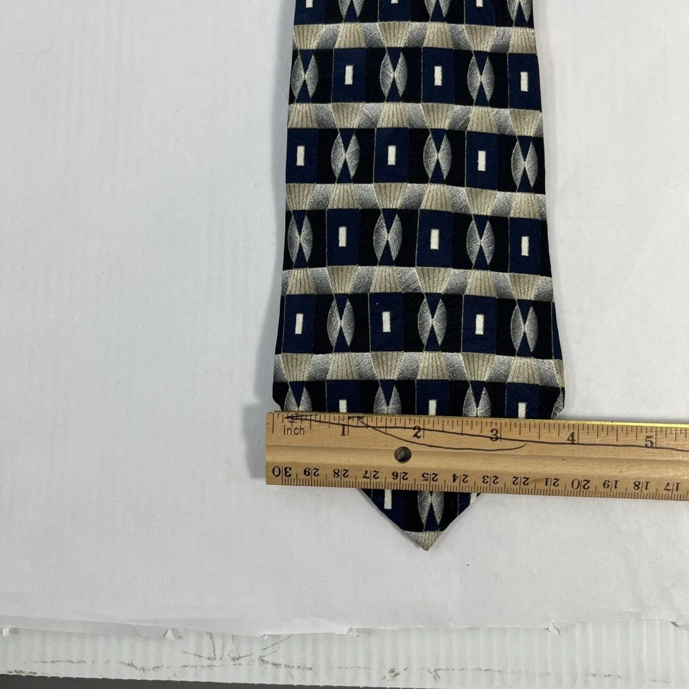 Don Loper Beverly Hills Mens Tie 4 in W x L 62in Silk Black Silver White